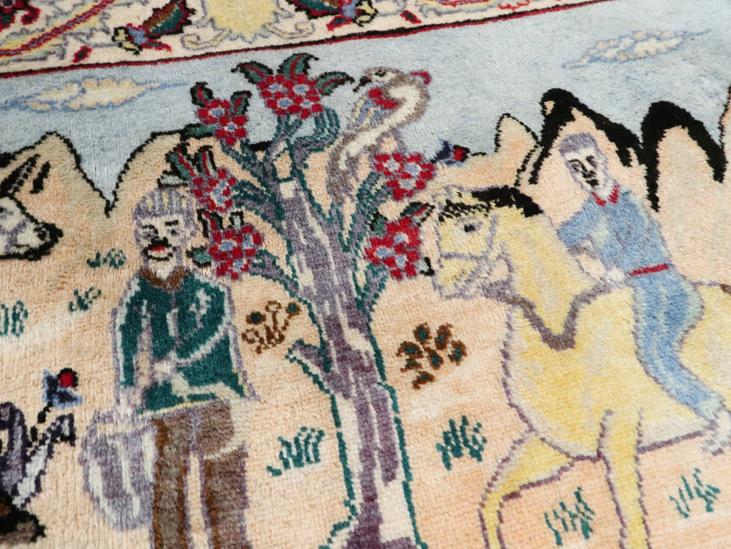 Vintage Persian Tabriz Pictorial Rug, No.27347 - Galerie Shabab