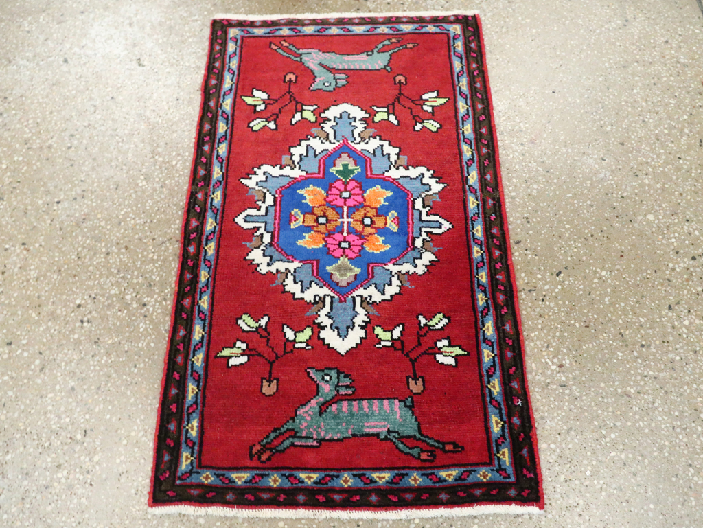 Vintage Persian Hamadan Pictorial Rug, No.27362 - Galerie Shabab