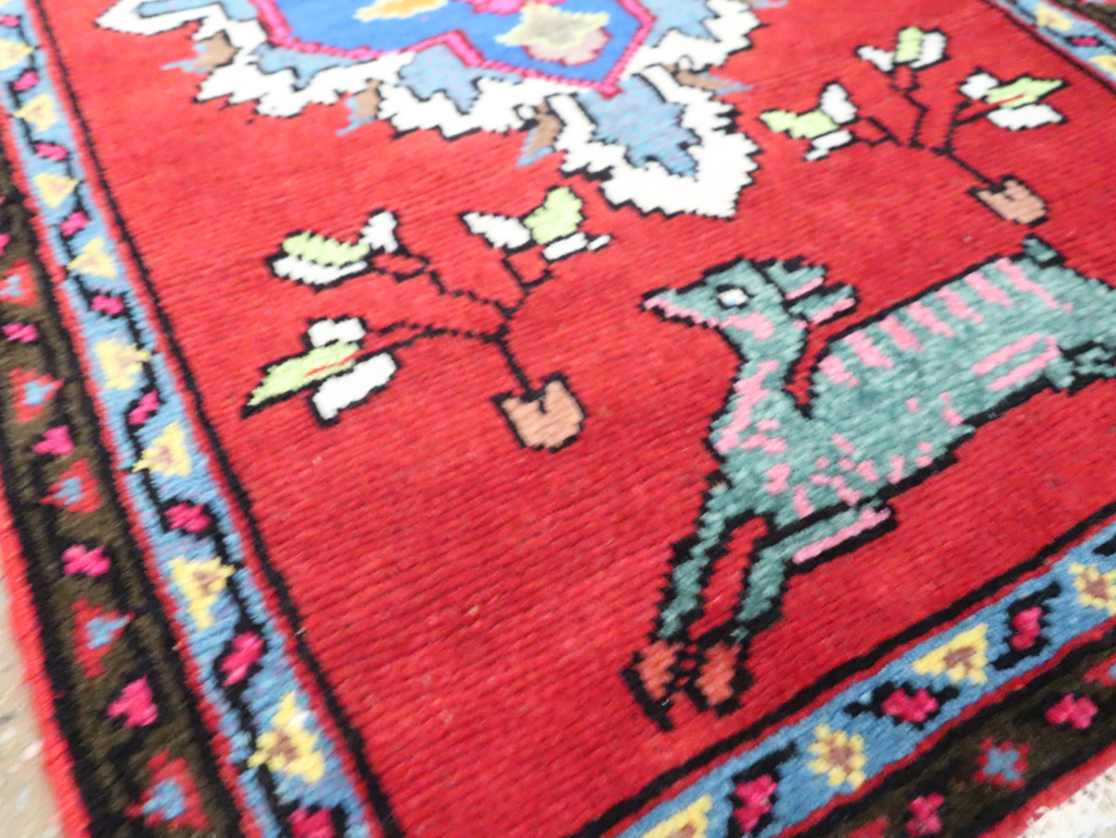 Vintage Persian Hamadan Pictorial Rug, No.27362 - Galerie Shabab