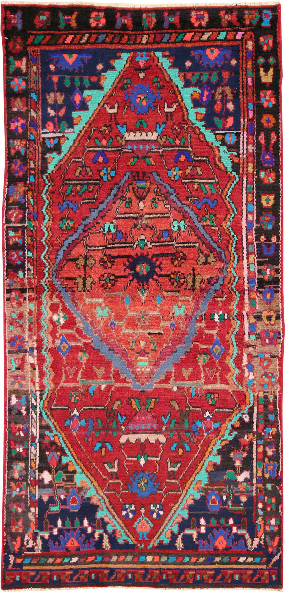 Vintage Persian Hamadan Throw Rug, No.27390 - Galerie Shabab