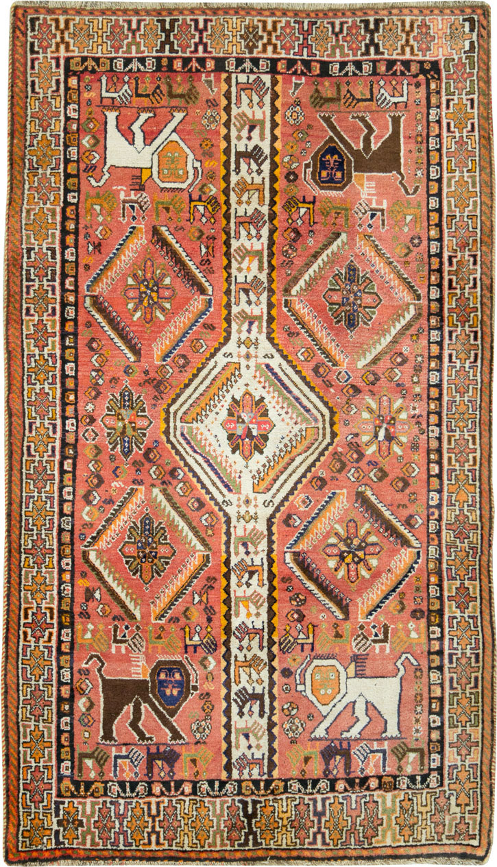 Vintage Persian Shiraz Pictorial Rug, No.27413 - Galerie Shabab