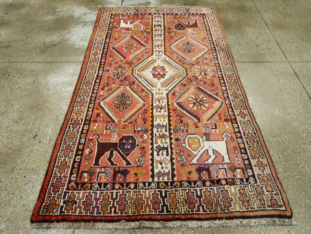 Vintage Persian Shiraz Pictorial Rug, No.27413 - Galerie Shabab