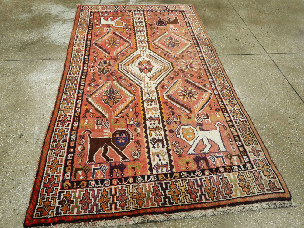 Vintage Persian Shiraz Pictorial Rug, No.27413 - Galerie Shabab