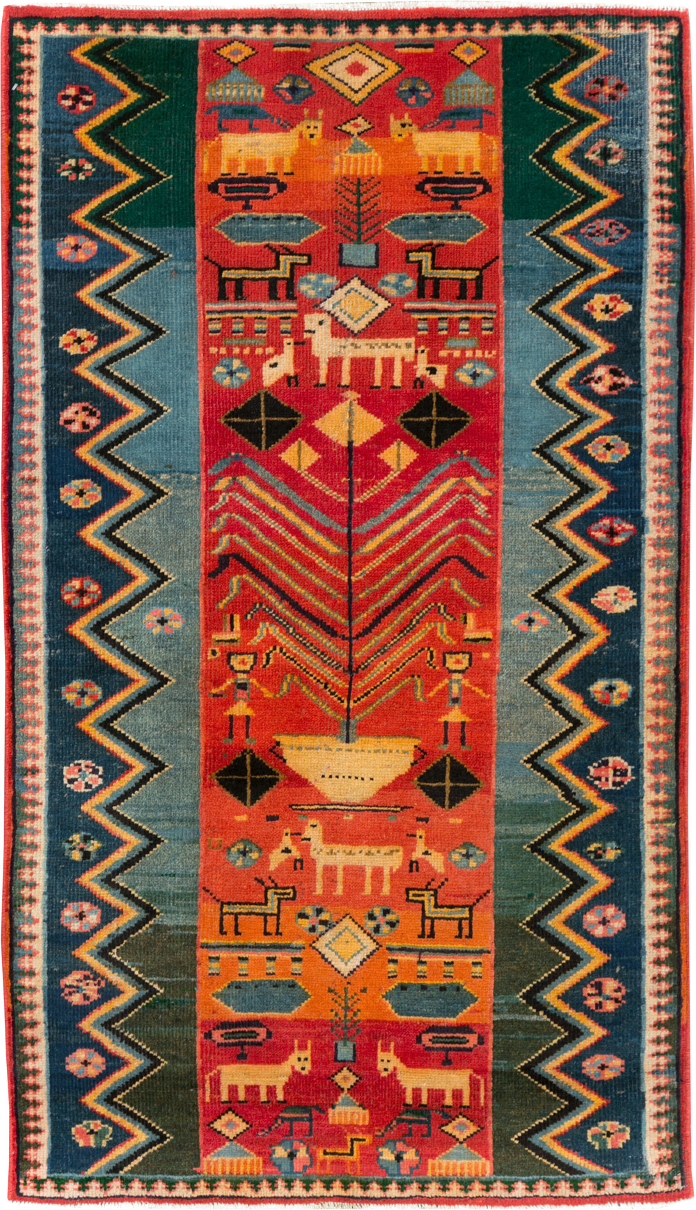 Vintage Persian Pictorial Mahal Rug, No.27431 - Galerie Shabab