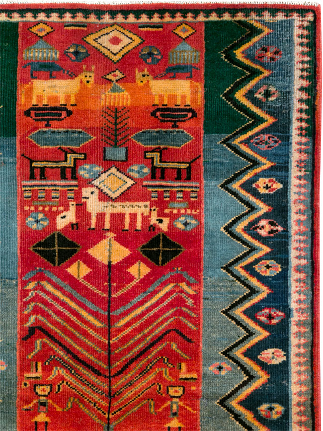 Vintage Persian Pictorial Mahal Rug, No.27431 - Galerie Shabab