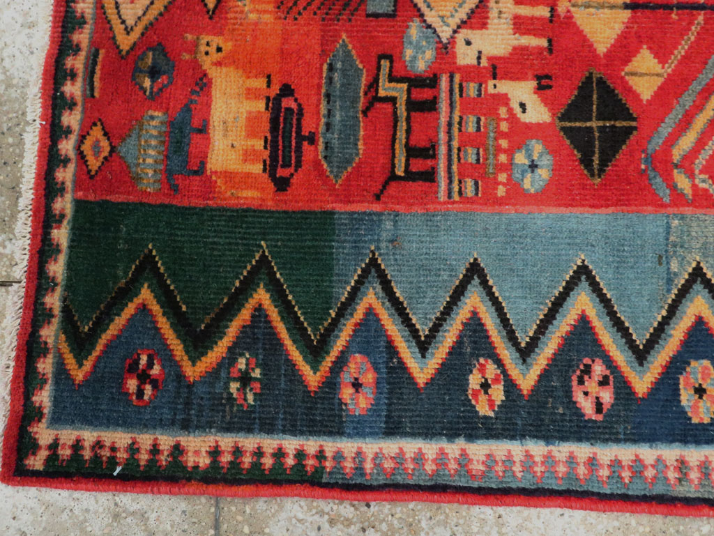Vintage Persian Pictorial Mahal Rug, No.27431 - Galerie Shabab