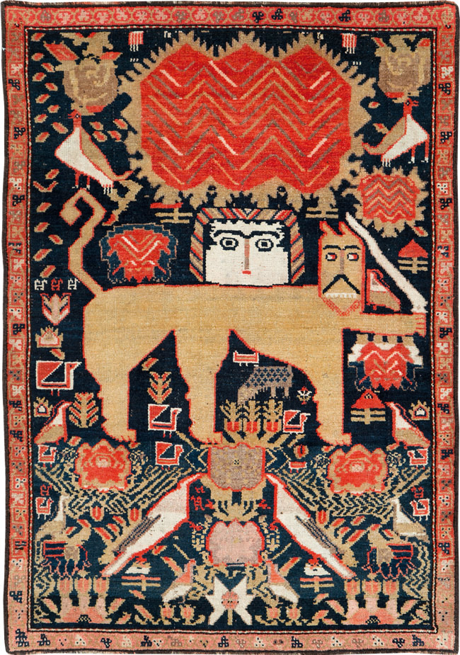 Antique Persian Kurdish Pictorial Rug, No.27469 - Galerie Shabab