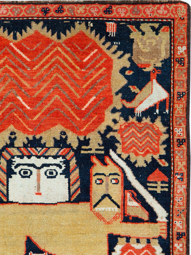 Antique Persian Kurdish Pictorial Rug, No.27469 - Galerie Shabab