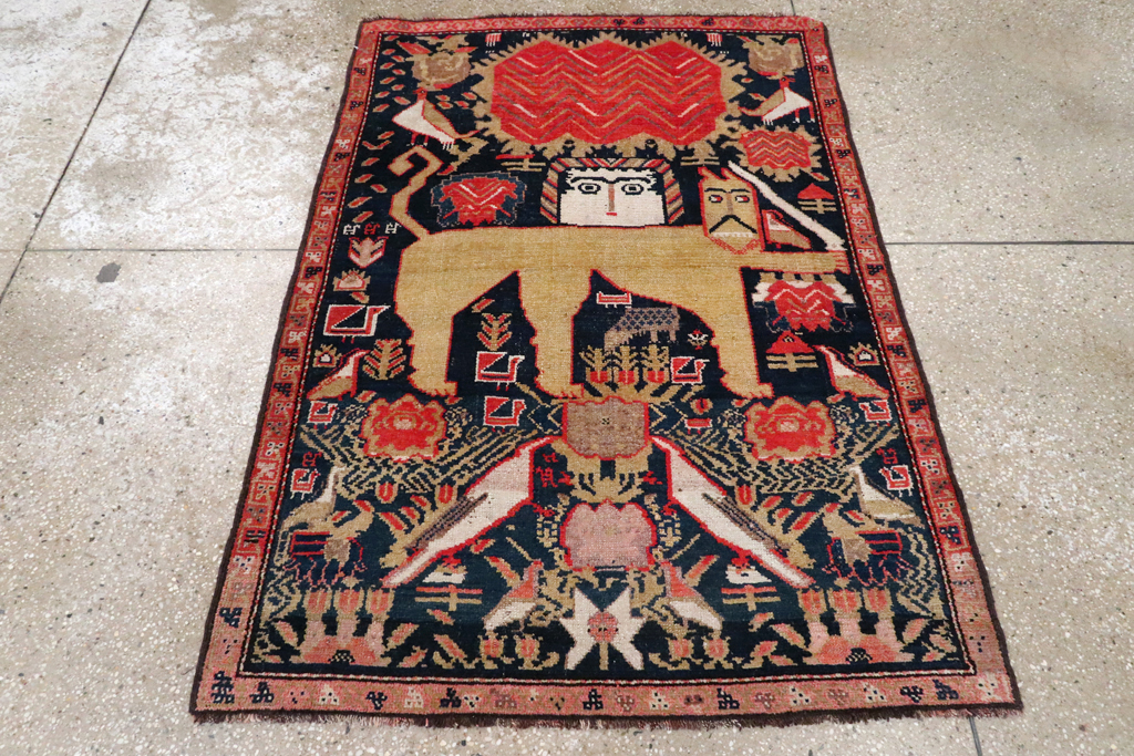 Antique Persian Kurdish Pictorial Rug, No.27469 - Galerie Shabab