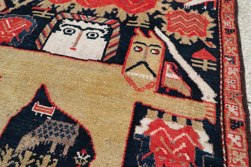 Antique Persian Kurdish Pictorial Rug, No.27469 - Galerie Shabab