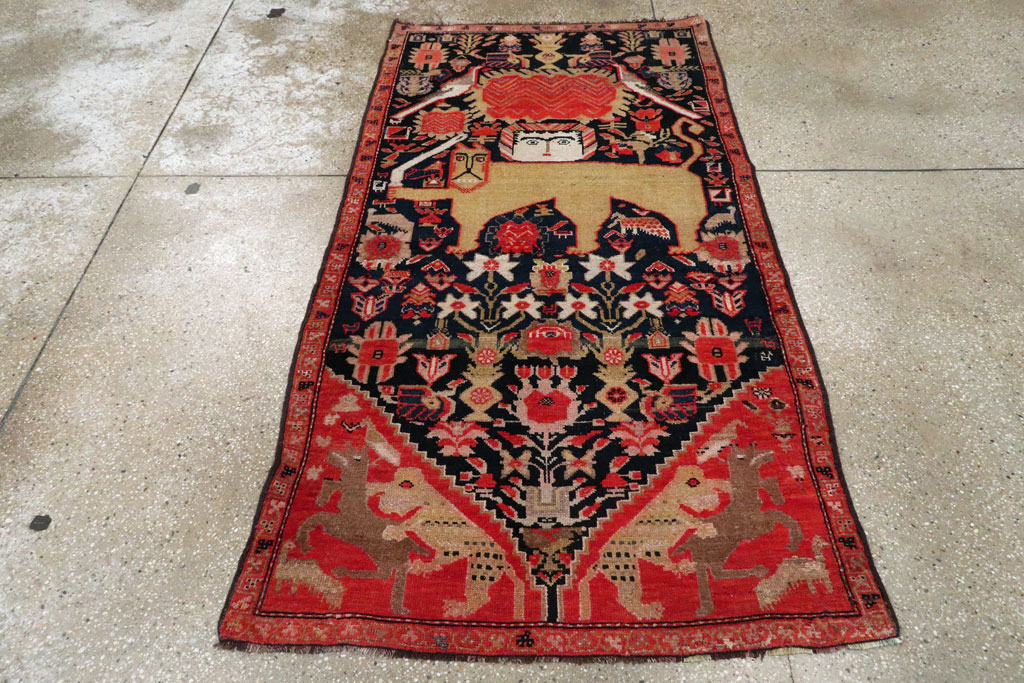 Antique Persian Kurdish Pictorial Rug, No.27470 - Galerie Shabab