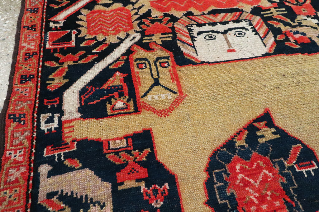 Antique Persian Kurdish Pictorial Rug, No.27470 - Galerie Shabab