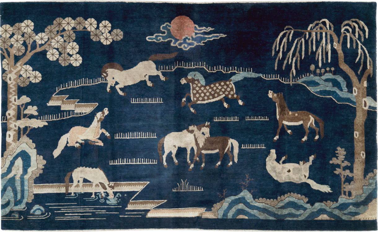 Vintage Chinese Pictorial Accent Rug, No.27477 - Galerie Shabab