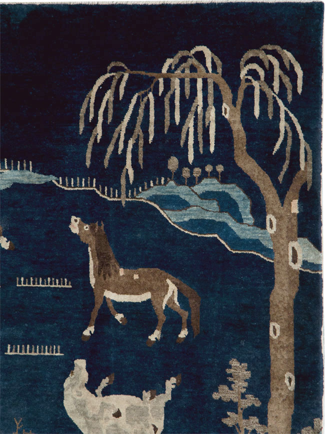 Vintage Chinese Pictorial Accent Rug, No.27477 - Galerie Shabab