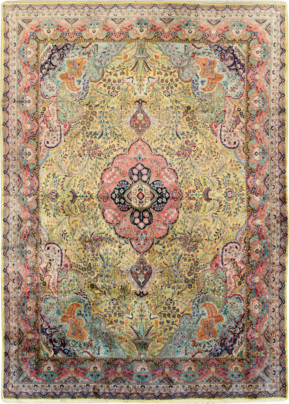 Vintage Persian Quom Silk Carpet, No.27486 - Galerie Shabab