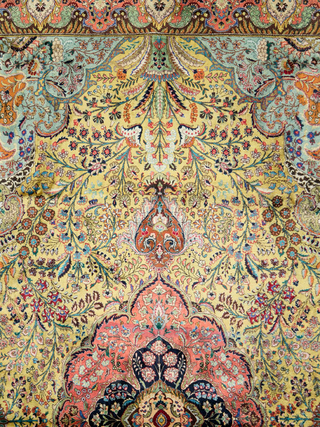 Vintage Persian Quom Silk Carpet, No.27486 - Galerie Shabab
