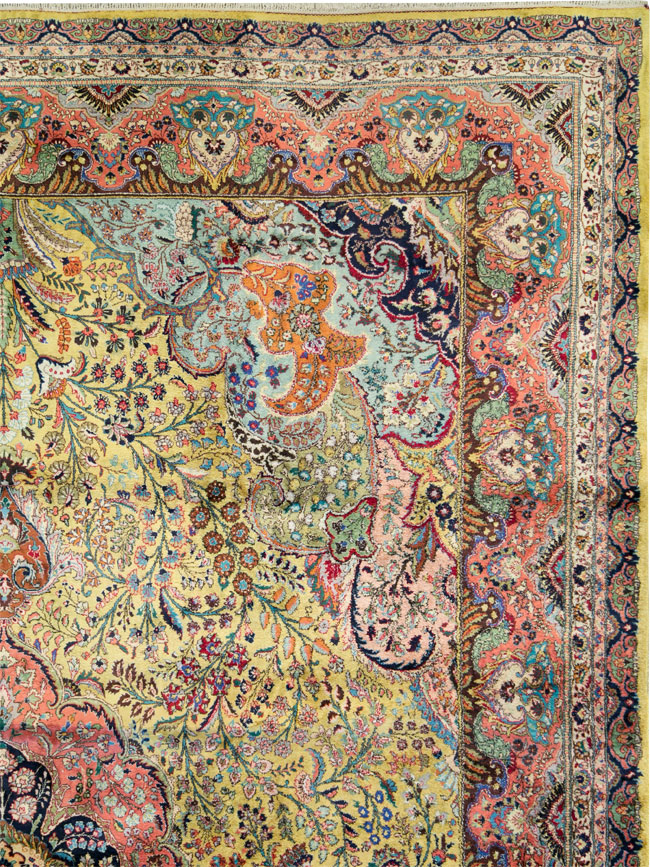 Vintage Persian Quom Silk Carpet, No.27486 - Galerie Shabab