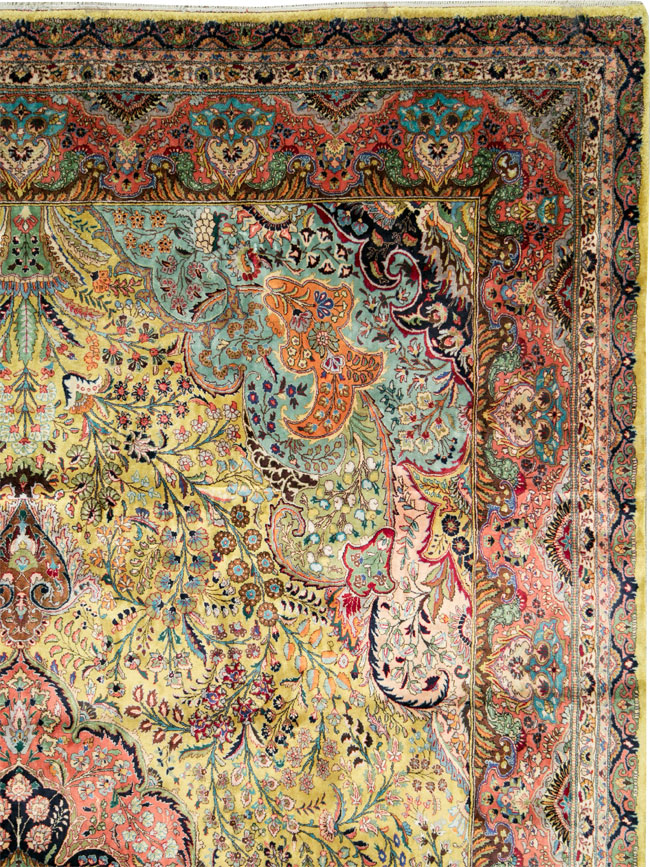 Vintage Persian Quom Silk Carpet, No.27486 - Galerie Shabab