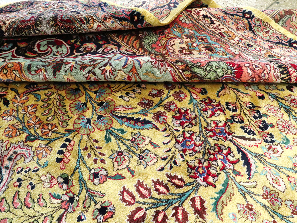Vintage Persian Quom Silk Carpet, No.27486 - Galerie Shabab