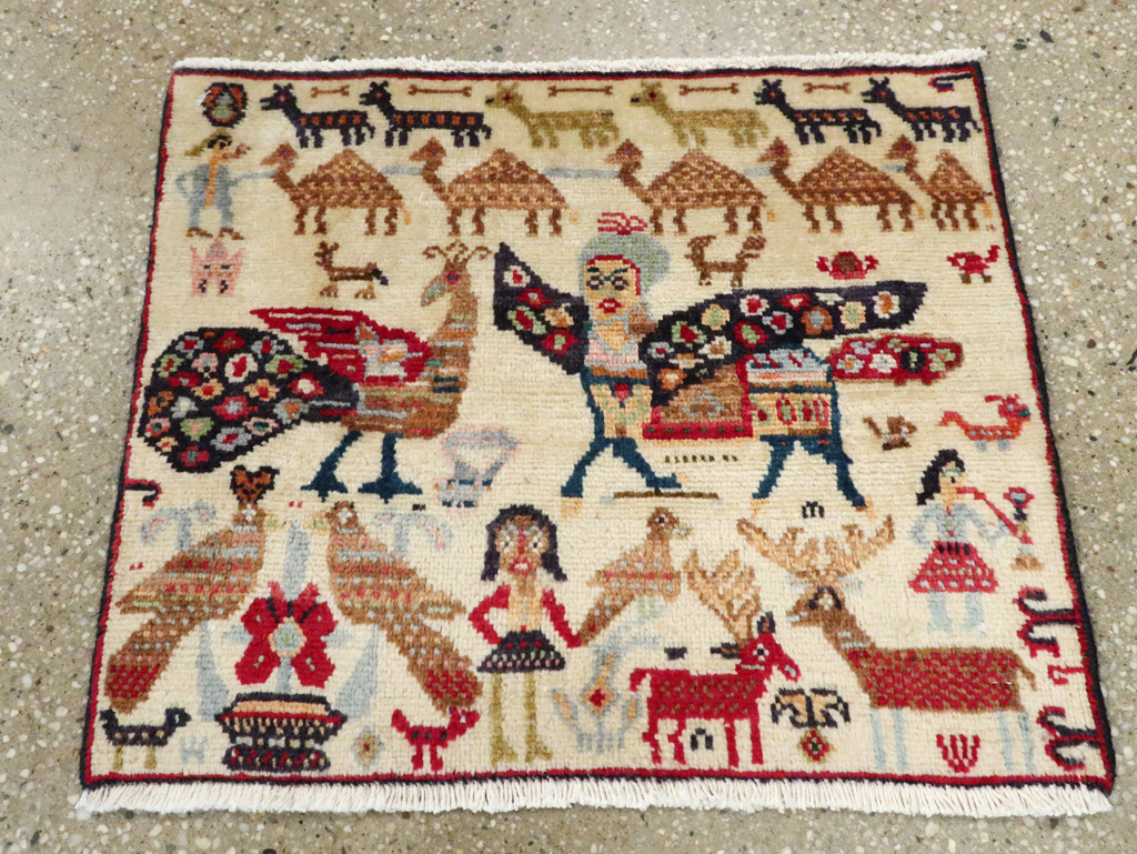 Vintage Persian Baluch Pictorial Rug (Pair: 1 of 2), No.27488 - Galerie Shabab