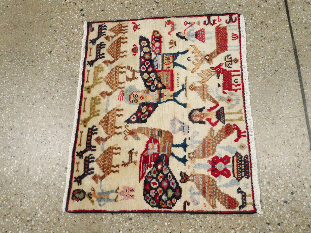 Vintage Persian Baluch Pictorial Rug (Pair: 1 of 2), No.27488 - Galerie Shabab