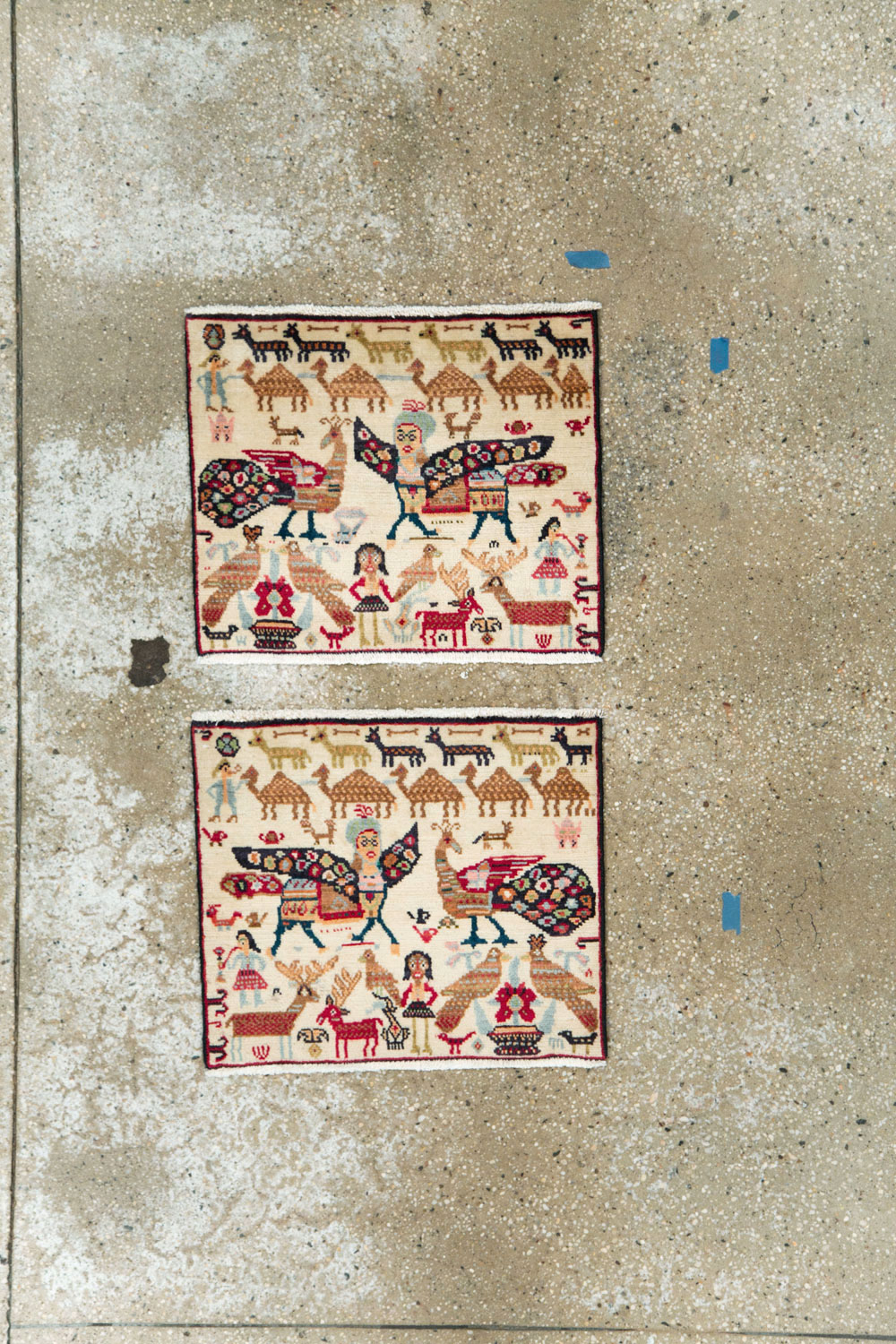 Vintage Persian Baluch Pictorial Rug (Pair: 1 of 2), No.27488 - Galerie Shabab
