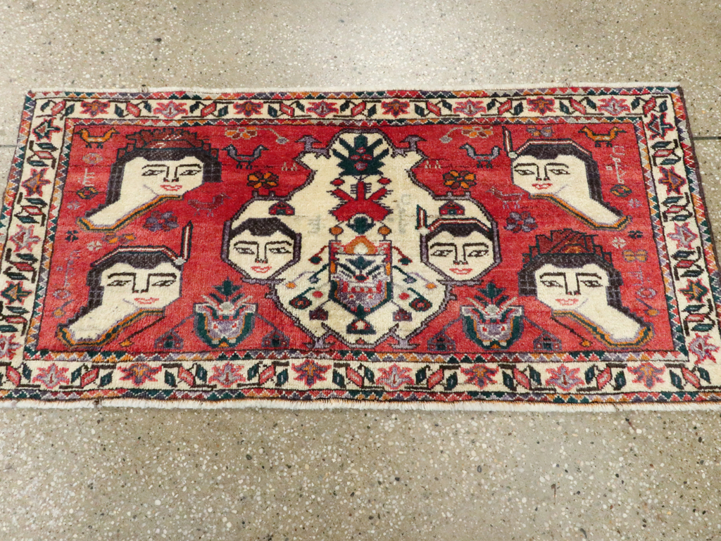 Vintage Persian Hamadan Pictorial Throw Rug (Pair: 1 of 2), No.27489 - Galerie Shabab