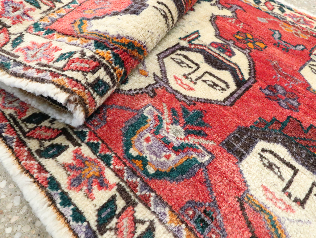 Vintage Persian Hamadan Pictorial Throw Rug (Pair: 1 of 2), No.27489 - Galerie Shabab