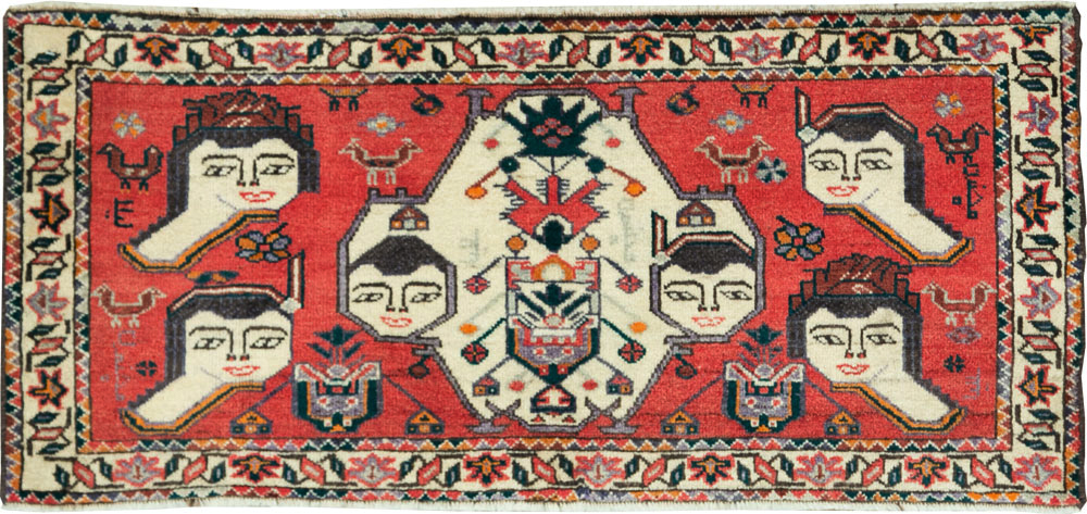 Vintage Persian Hamadan Pictorial Throw Rug (Pair: 2 of 2), No.27490 - Galerie Shabab