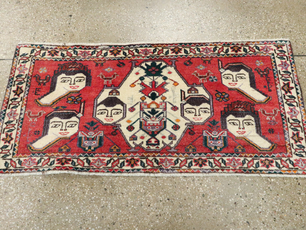 Vintage Persian Hamadan Pictorial Throw Rug (Pair: 2 of 2), No.27490 - Galerie Shabab