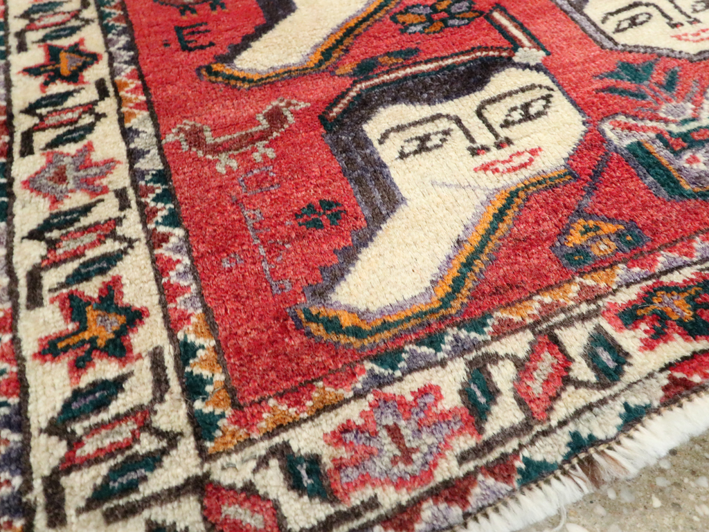Vintage Persian Hamadan Pictorial Throw Rug (Pair: 2 of 2), No.27490 - Galerie Shabab