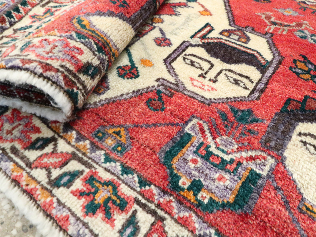 Vintage Persian Hamadan Pictorial Throw Rug (Pair: 2 of 2), No.27490 - Galerie Shabab