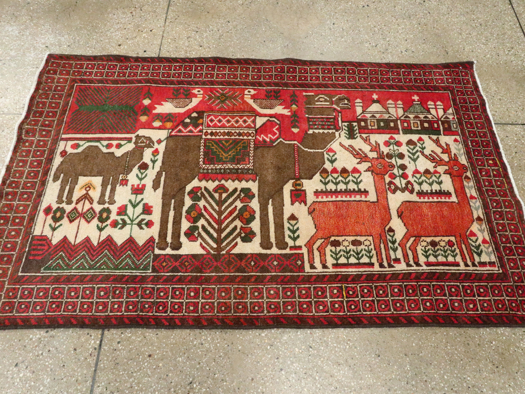 Vintage Persian Pictorial Baluch Rug, No.27500 - Galerie Shabab