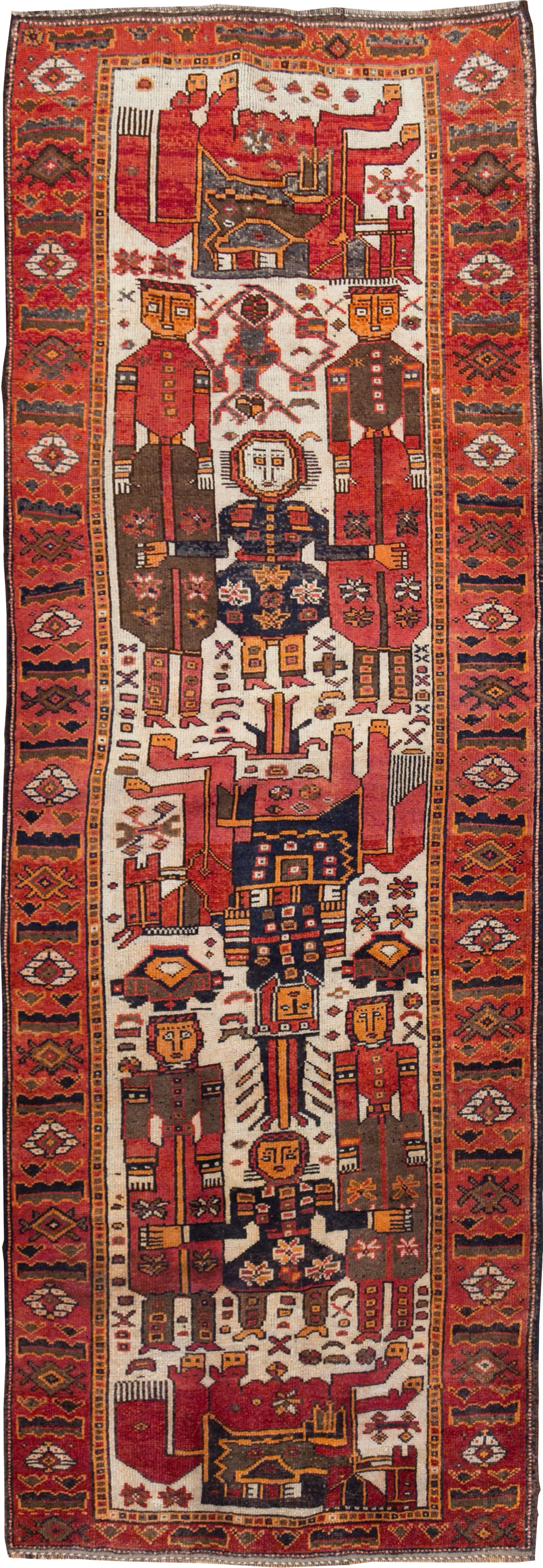 Vintage  Persian Bakhtiari Pictorial Carpet, No.27502 - Galerie Shabab
