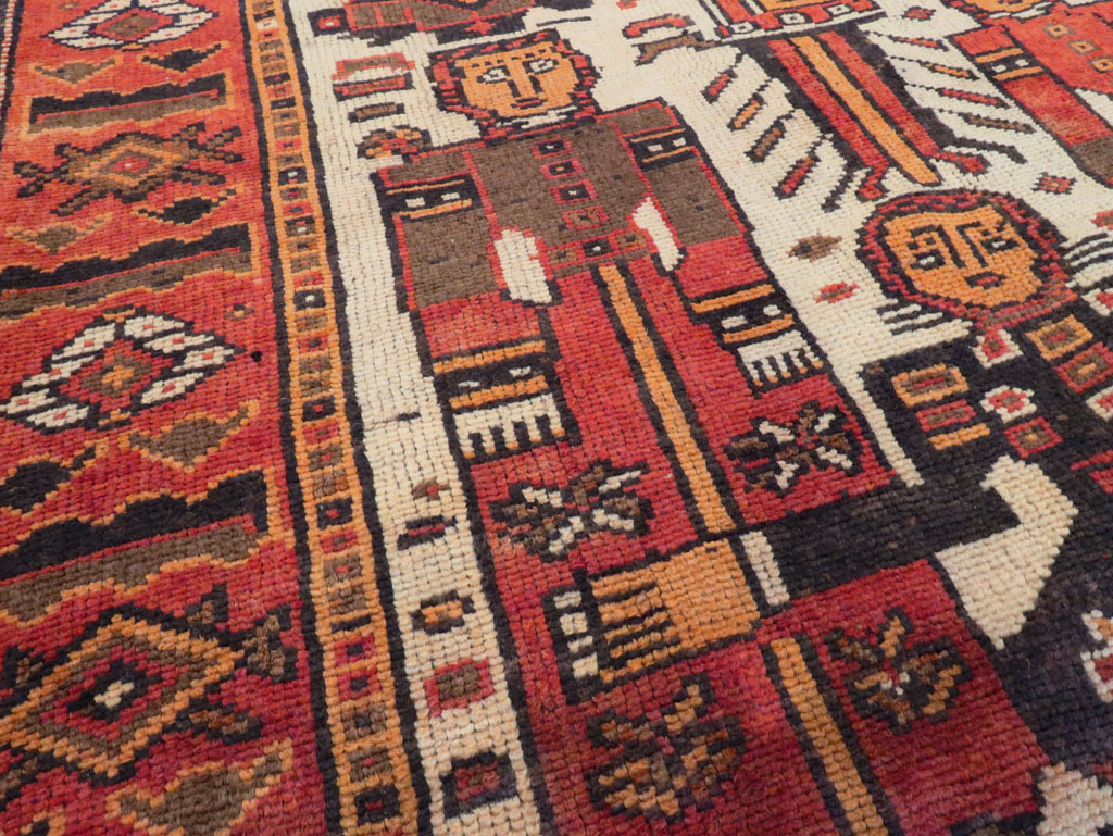 Vintage  Persian Bakhtiari Pictorial Carpet, No.27502 - Galerie Shabab