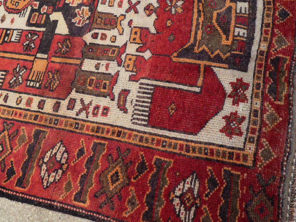 Vintage  Persian Bakhtiari Pictorial Carpet, No.27502 - Galerie Shabab