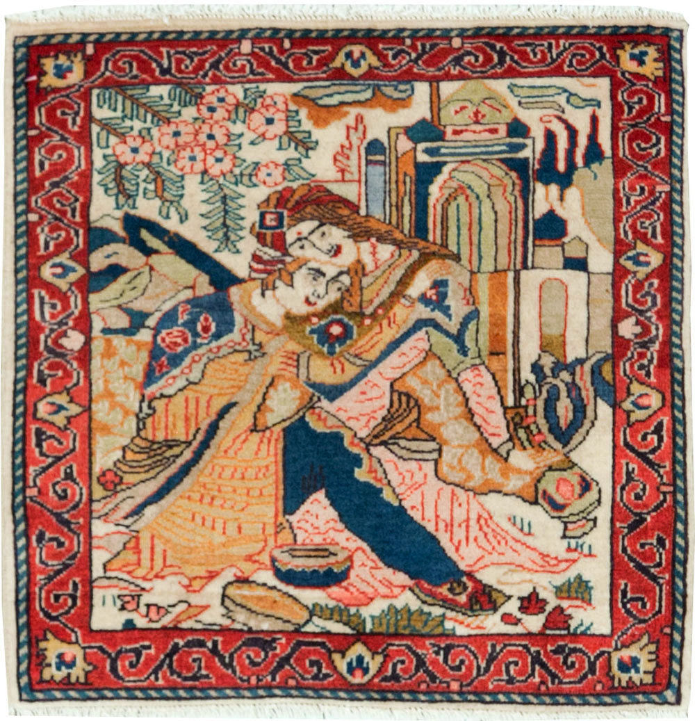 Vintage Persian Tabriz Pictorial Rug (Pair: 1 of 2), No.27505 - Galerie Shabab