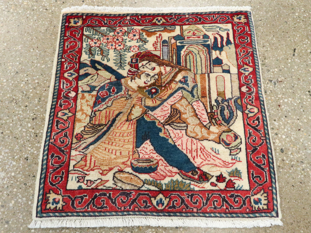 Vintage Persian Tabriz Pictorial Rug (Pair: 1 of 2), No.27505 - Galerie Shabab