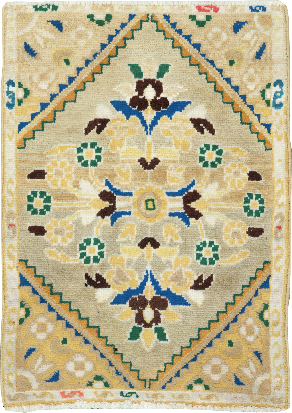 Vintage Persian Mahal Throw Rug (Pair: 2 of 2), No.27508 - Galerie Shabab