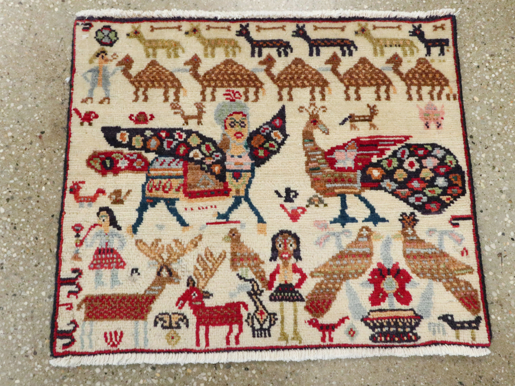 Vintage Persian Baluch Pictorial Rug (Pair: 2 of 2), No.27522 - Galerie Shabab