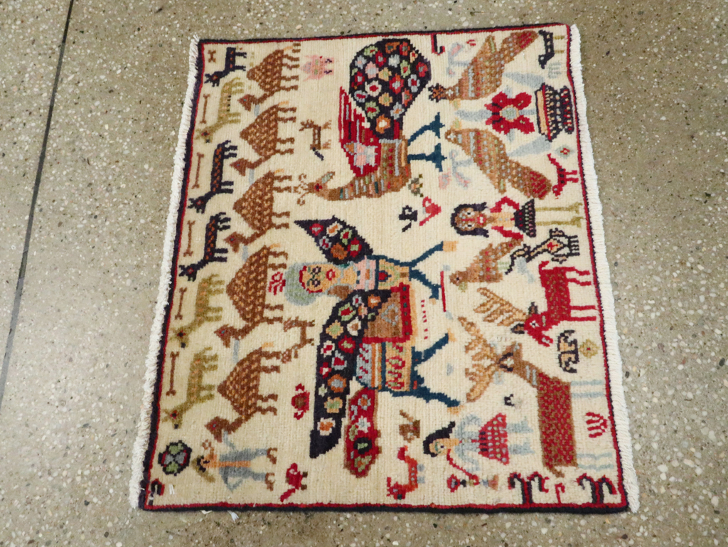 Vintage Persian Baluch Pictorial Rug (Pair: 2 of 2), No.27522 - Galerie Shabab