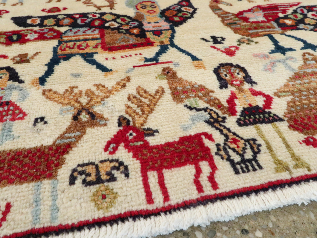 Vintage Persian Baluch Pictorial Rug (Pair: 2 of 2), No.27522 - Galerie Shabab