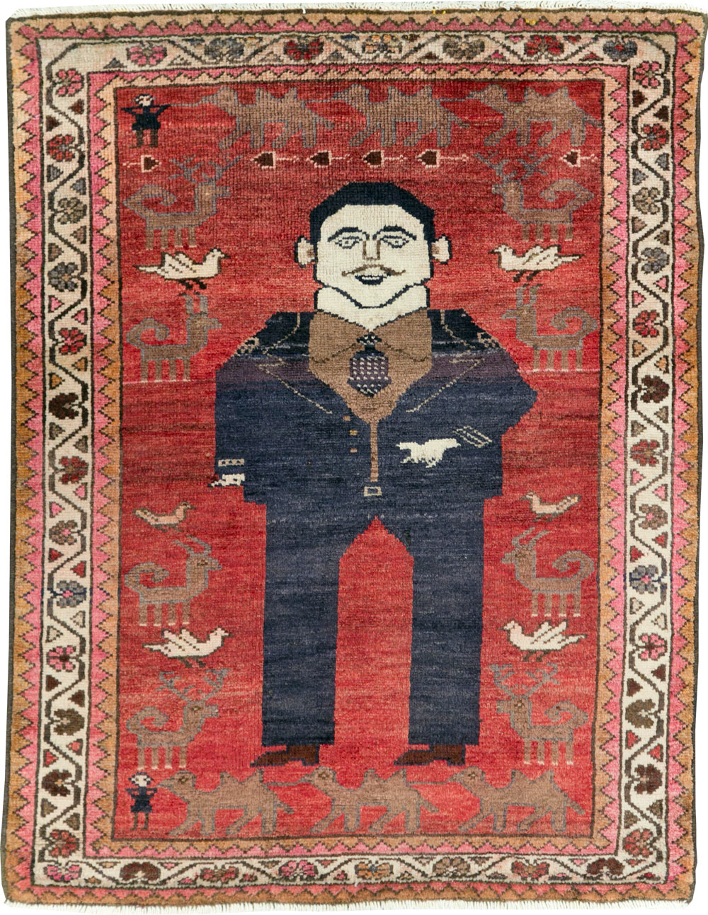 Vintage Persian Hamadan Pictorial Rug, No.27523 - Galerie Shabab
