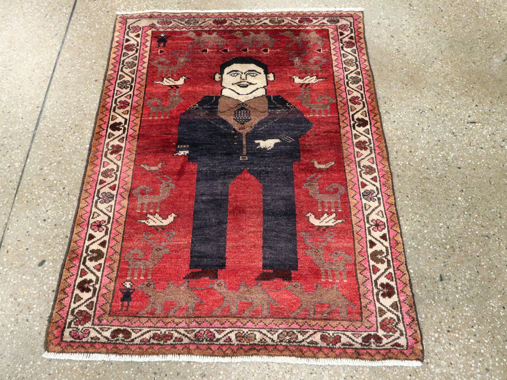 Vintage Persian Hamadan Pictorial Rug, No.27523 - Galerie Shabab