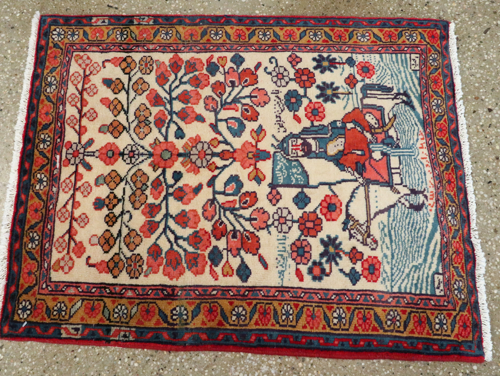 Vintage Persian Pictorial Hamadan Rug, No.27534 - Galerie Shabab