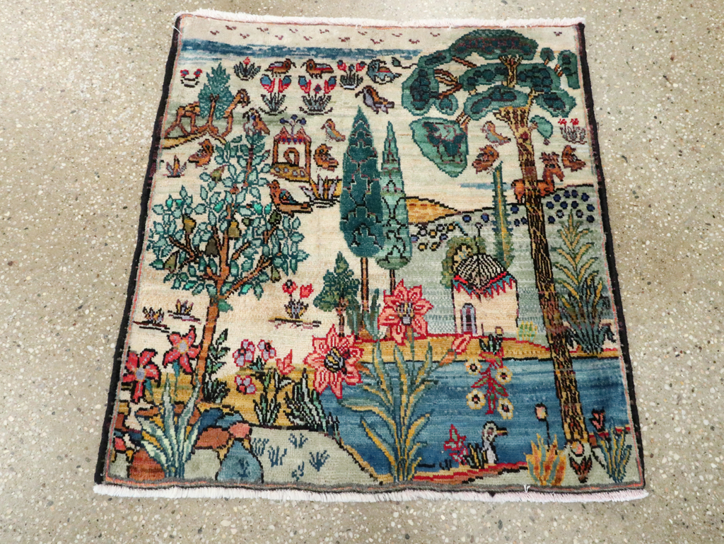 Vintage Persian Tabriz Pictorial Rug, No.27535 - Galerie Shabab