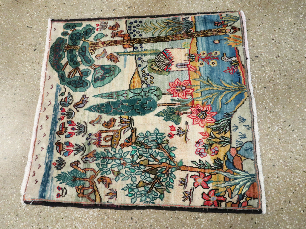 Vintage Persian Tabriz Pictorial Rug, No.27535 - Galerie Shabab