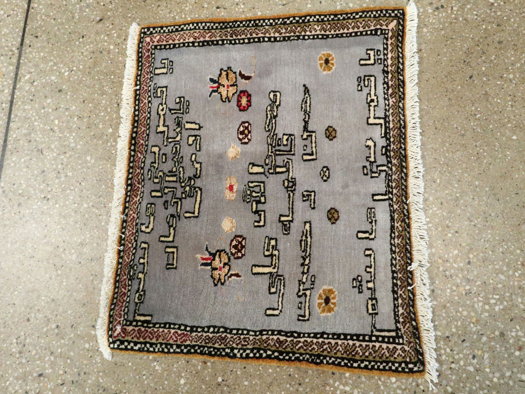 Vintage Persian Tabriz Pictorial Throw Rug, No.27536 - Galerie Shabab