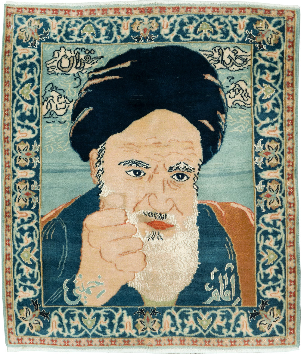 Vintage Persian Nain Pictorial Rug, No.27544 - Galerie Shabab