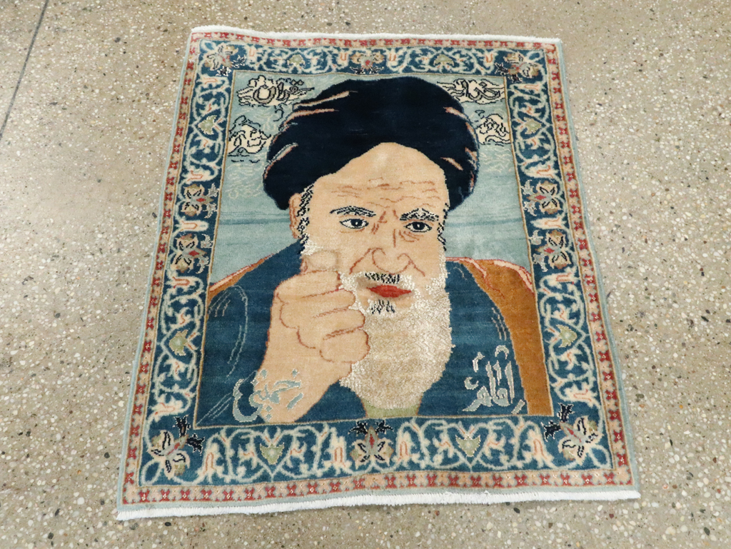 Vintage Persian Nain Pictorial Rug, No.27544 - Galerie Shabab